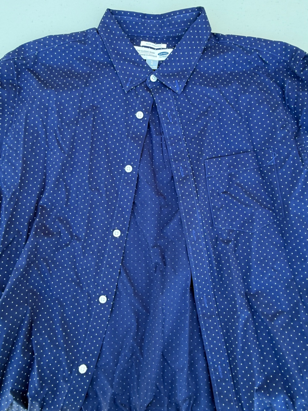 Old Navy Blue Polka Dot Casual Button-Down Shirt